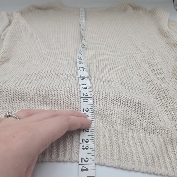 Sparrow By Anthropologie Sweater Cream Open Knit Sz L Coastal Fisherman Linen - Picture 7 of 9